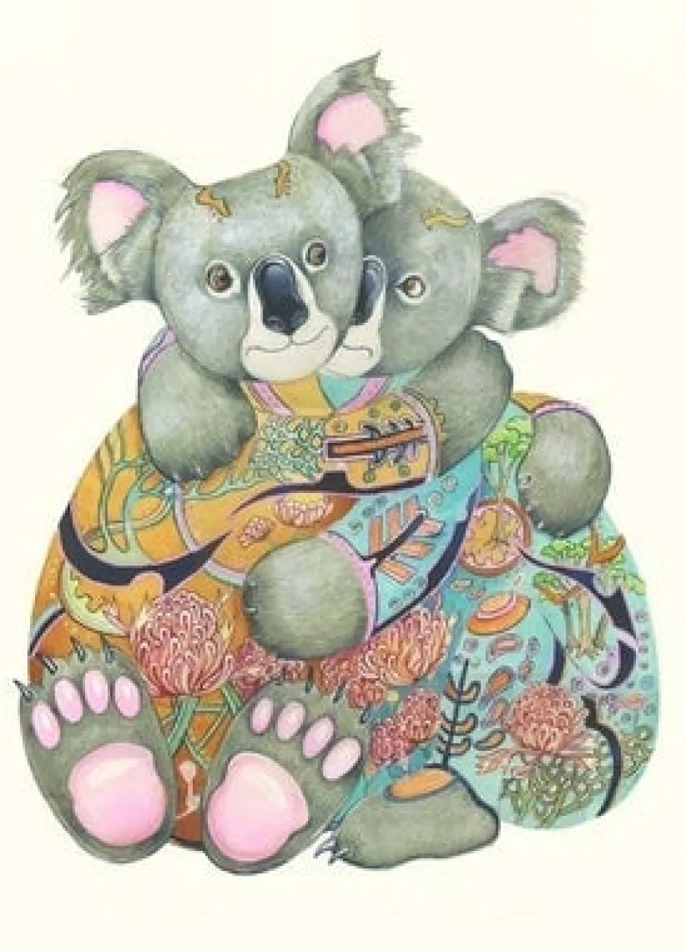 Watercolor Cuddling Koalas Greeting Card- Greeting Cards