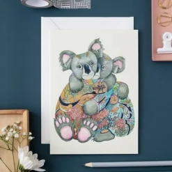 Watercolor Cuddling Koalas Greeting Card- Greeting Cards
