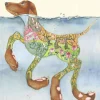 Watercolor Doggy-Paddle Greeting Card- Greeting Cards