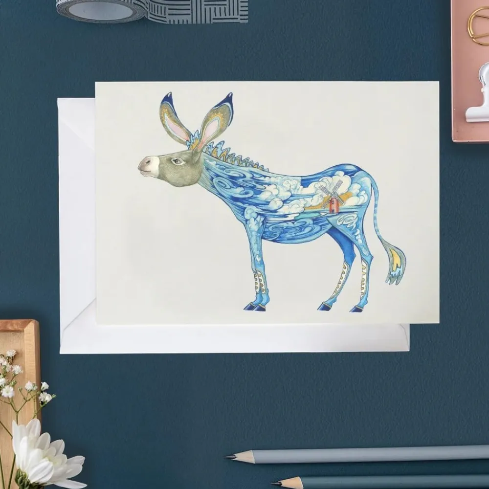 Watercolor Donkey Greeting Card- Greeting Cards