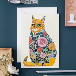 Watercolor Ginger Tom Cat Greeting Card- Greeting Cards