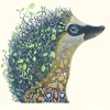 Watercolor Hedgehog at Night Greeting Card- Greeting Cards