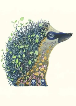 Watercolor Hedgehog at Night Greeting Card- Greeting Cards