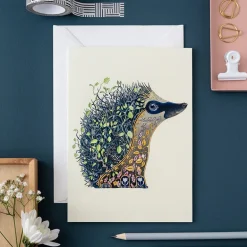 Watercolor Hedgehog at Night Greeting Card- Greeting Cards