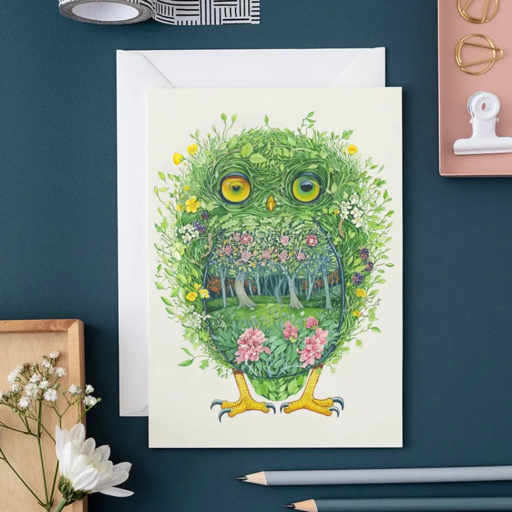 Watercolor Owl from the Wild Wood Greeting Card- Greeting Cards