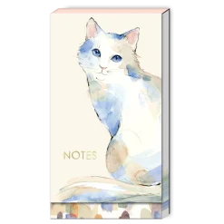 Watercolor Pets White Cat Tall Notepad- Journals & Other Stationery