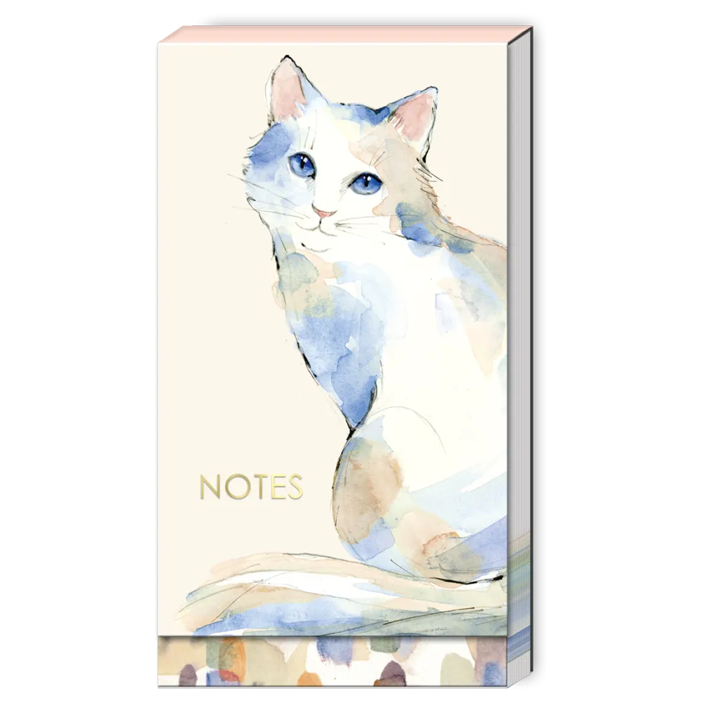 Watercolor Pets White Cat Tall Notepad- Journals & Other Stationery