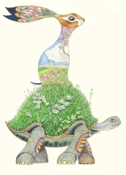 Watercolor The Tortoise and the Hare Greeting Card- Greeting Cards