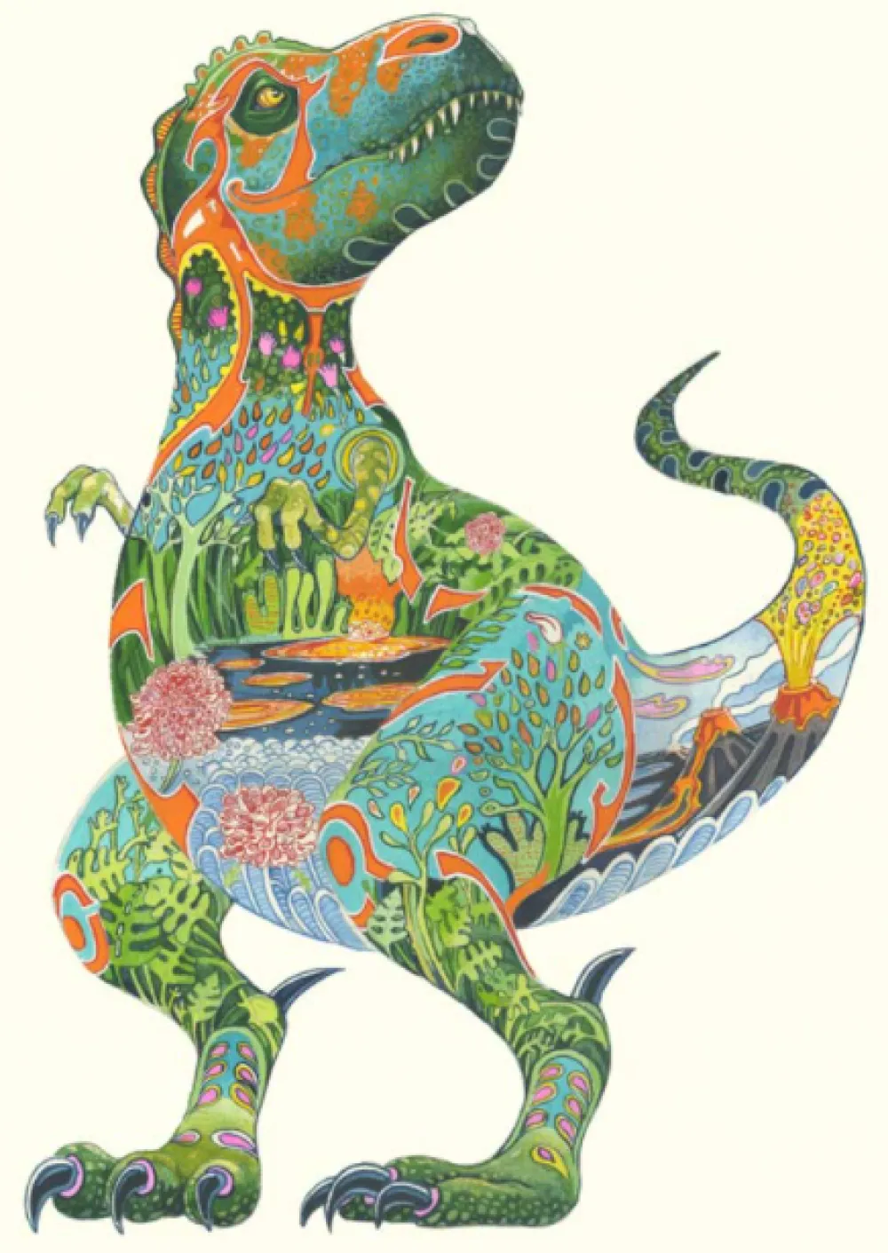 Watercolor Tyrannosaurus Rex Greeting Card- Greeting Cards