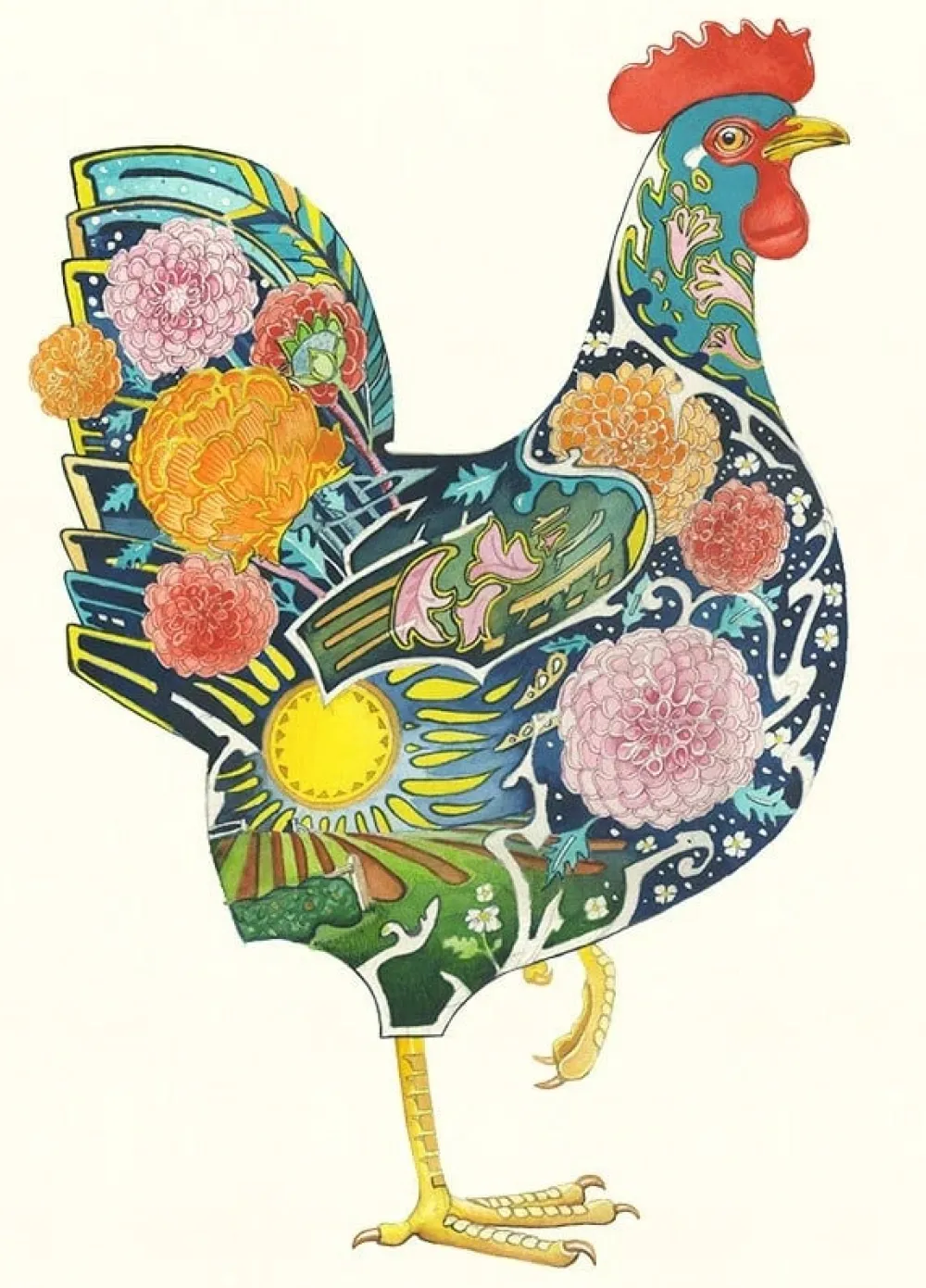 Watercolour Chicken Greeting Card- Greeting Cards