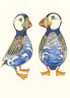 Watercolour Two Puffins Greeting Card- Greeting Cards