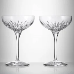 Waterford Lismore Essence Champagne Saucer Coupe Pair- Glasses & Steins|Waterford