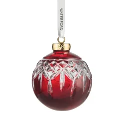 Waterford Lismore Red Bauble Christmas Ornament- Waterford