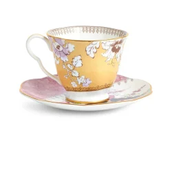 Wedgwood Butterfly Bloom Yellow Floral Bouquet Teacup & Saucer- Teacups & Saucers