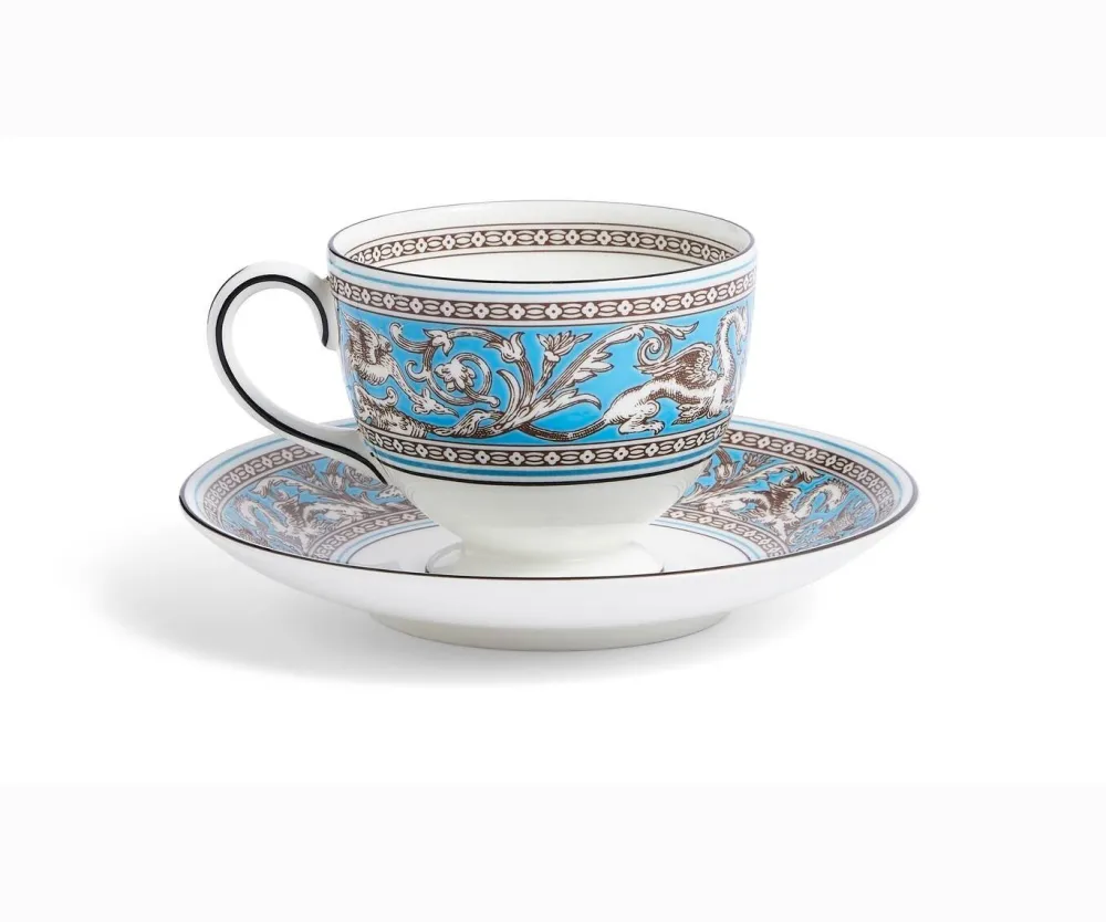 Wedgwood Florentine Turquoise Teacup & Saucer- Teacups & Saucers