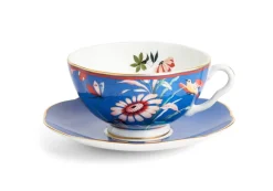 Wedgwood Paeonia Blush Teacup & Saucer Blue- Teacups & Saucers