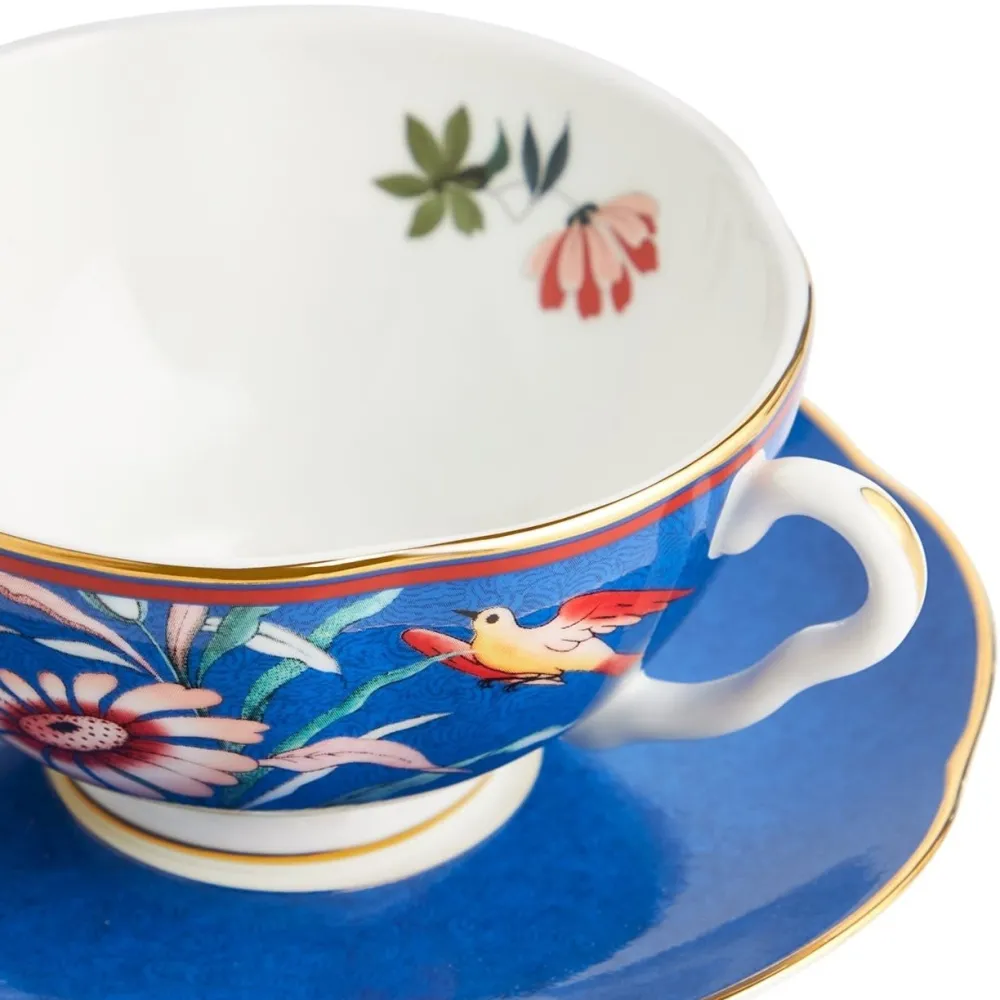 Wedgwood Paeonia Blush Teacup & Saucer Blue- Teacups & Saucers