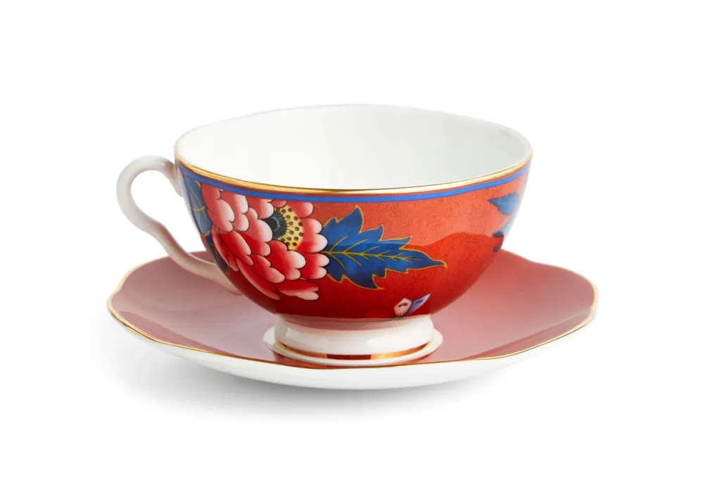 Wedgwood Paeonia Blush Teacup & Saucer Red- Teacups & Saucers