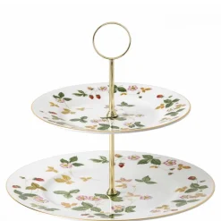 Wedgwood Wild Strawberry 2 Tier Cake Stand- Serving Plates