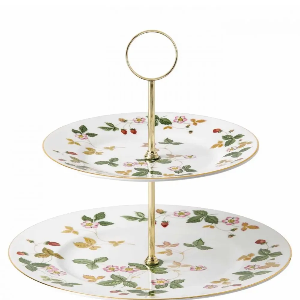 Wedgwood Wild Strawberry 2 Tier Cake Stand- Serving Plates