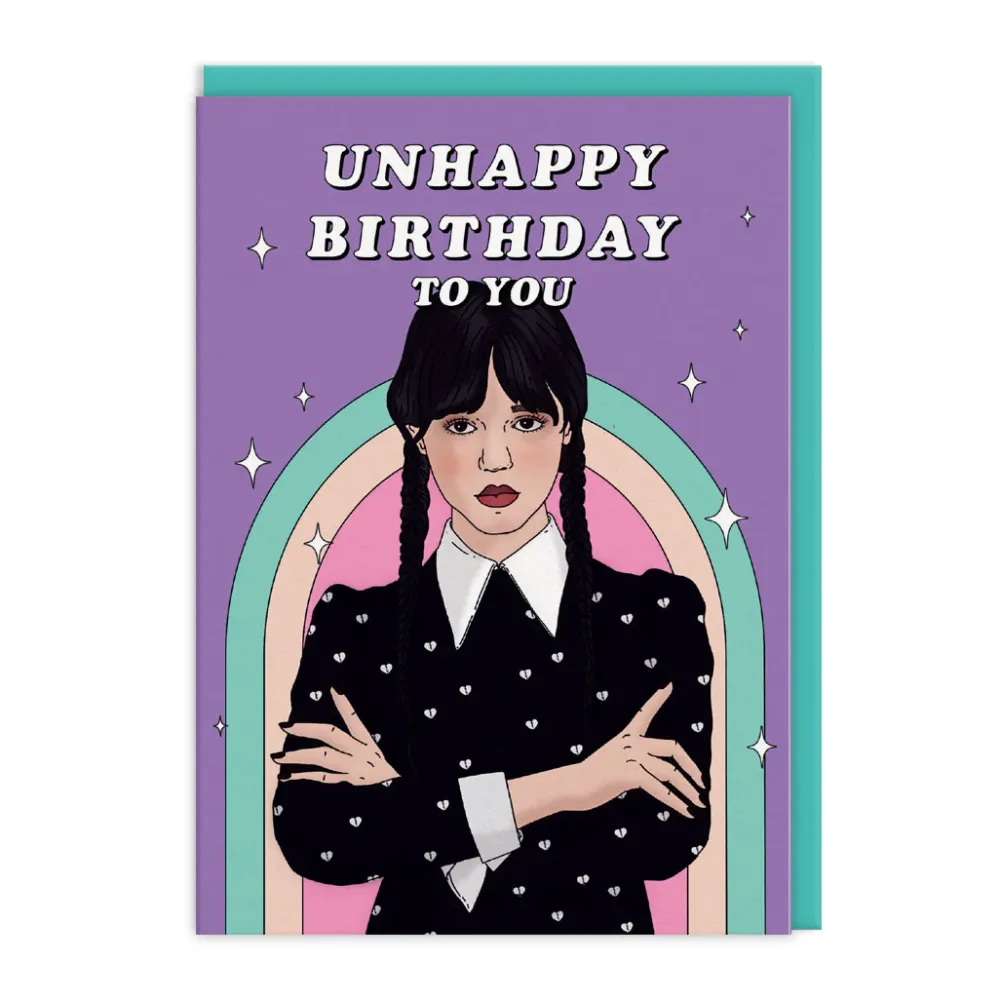Wednesday Addams Unhappy Birthday Card- Greeting Cards