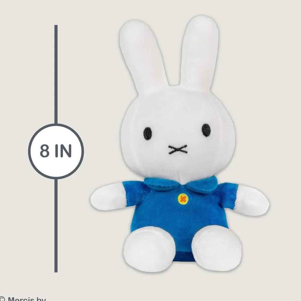 White Miffy 8" Plush Toy with Blue Dress- Soft Toys|Toys