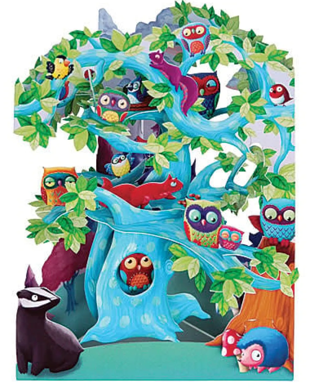 Woodland Tree of Birds Swing Card- Greeting Cards