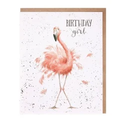 Wrendale 'Birthday Girl' Flamingo Birthday Card- Greeting Cards