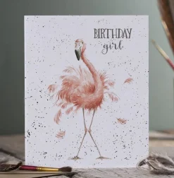 Wrendale 'Birthday Girl' Flamingo Birthday Card- Greeting Cards