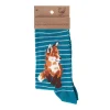Wrendale 'Born to Be Wild' Fox Striped Blue Women's Socks- Socks