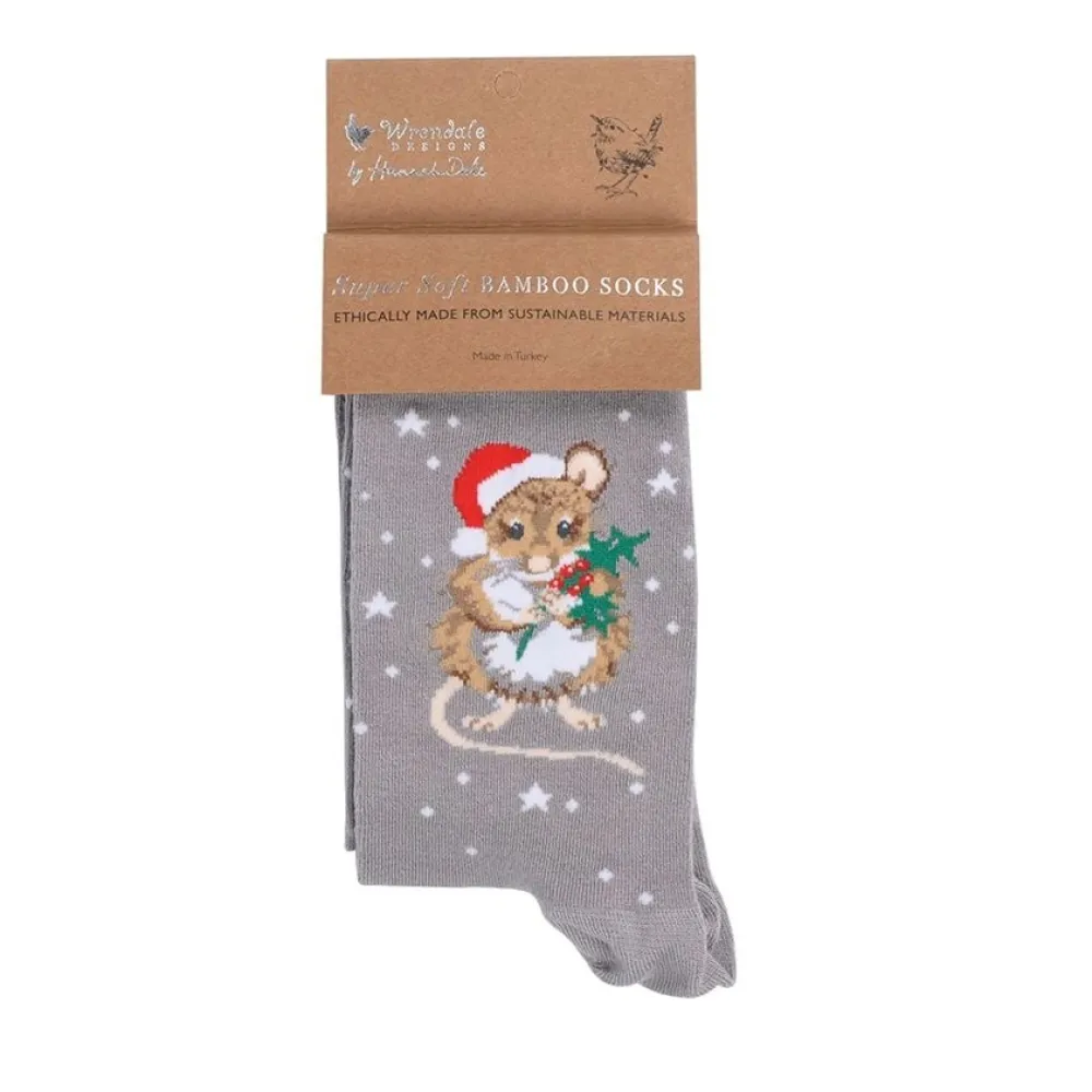 Wrendale 'Christmouse' Mouse Grey Women's Socks- Socks