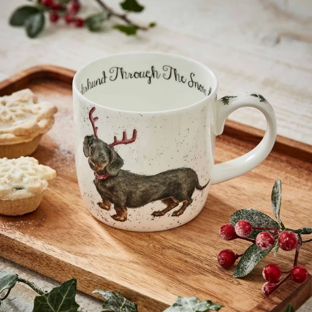 Wrendale 'Dachsund Through the Snow' Small Mug- Assorted Mugs