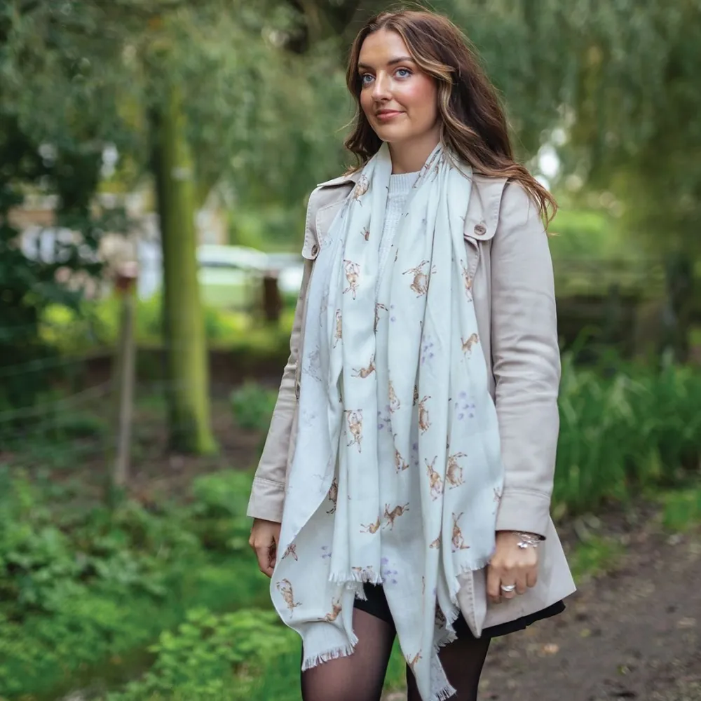 Wrendale 'Hare-brained' Hare Scarf- Scarves & Wraps