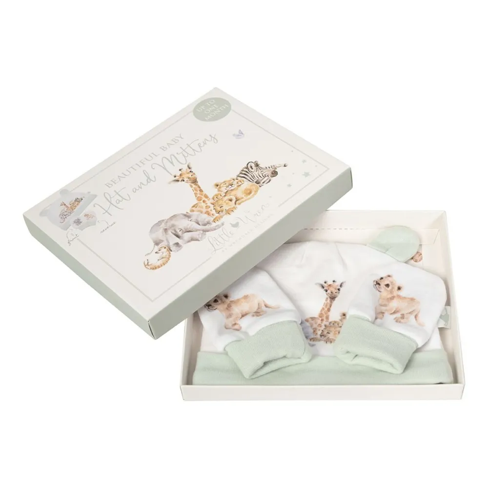 Wrendale Little Savannah Baby Hat & Mitten Set- Childrenswear