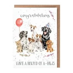 Wrendale Round of A-Paws Dog Birthday Card- Greeting Cards