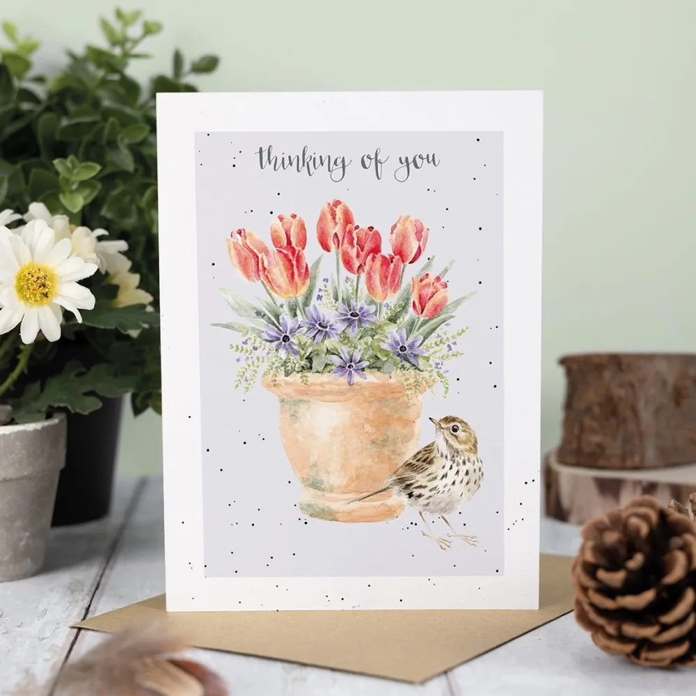 Wrendale 'The Meadow Pipit' Bird Thinking of You Card- Greeting Cards