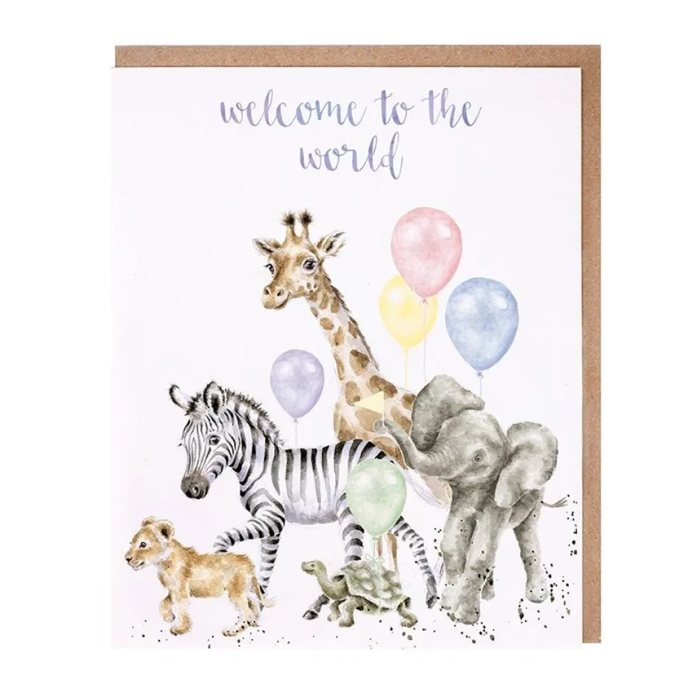 Wrendale 'Welcome to the World' Wild Animal New Baby Card- Greeting Cards