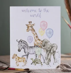Wrendale 'Welcome to the World' Wild Animal New Baby Card- Greeting Cards